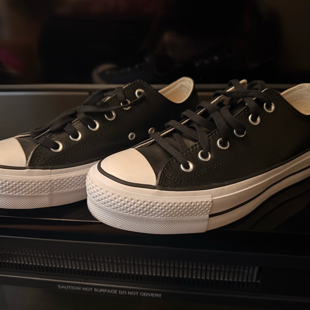 Converse Black Canvas Platform Sneakers with White Rubber Sole